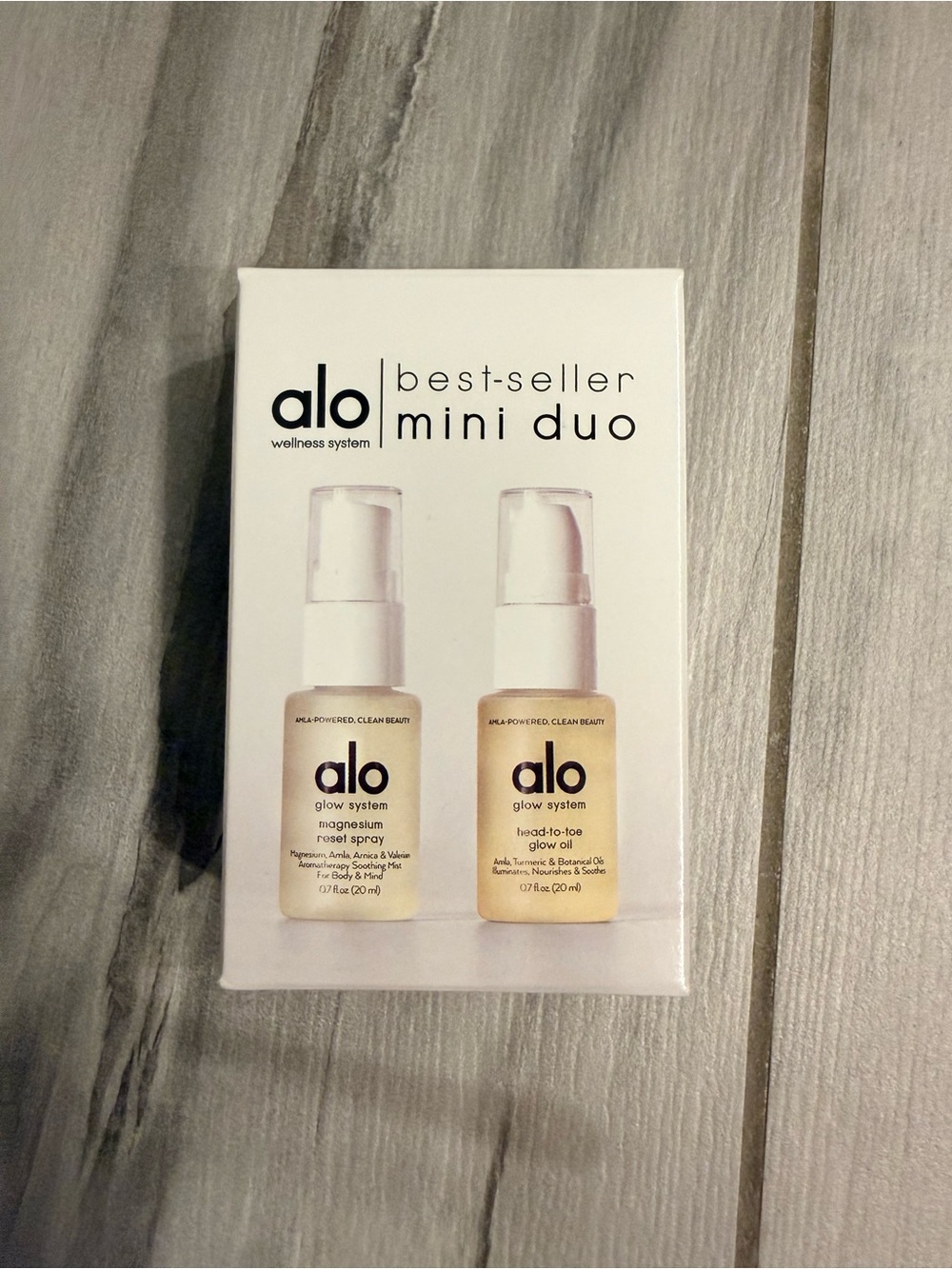 ALO Yoga Mini Duo Glow Set - White and Cream Bottles